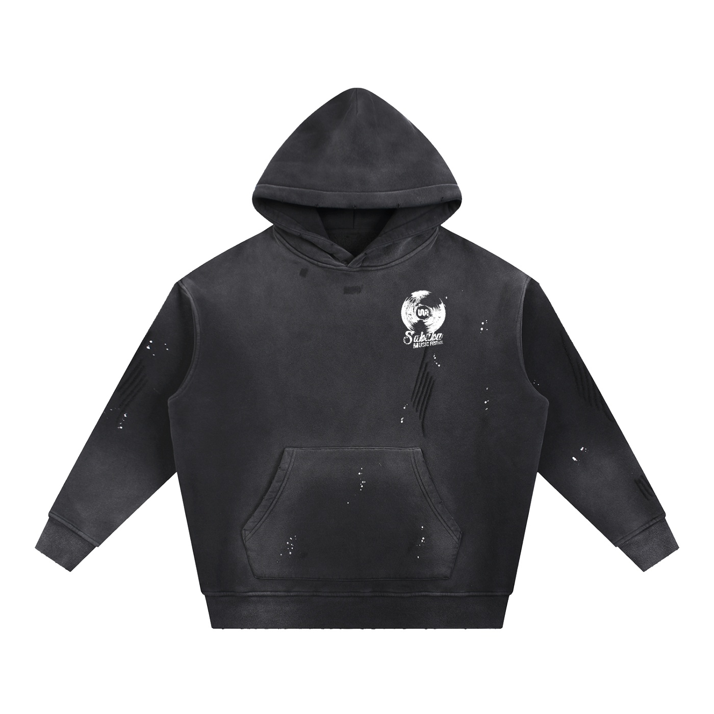 Sababa Record Black Vintage Fleece Hoodie - Image 2