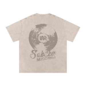 Sababa Record Tan Washed Oversized Cotton T-Shirt