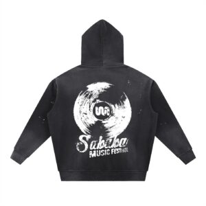 Sababa Record Black Vintage Fleece Hoodie