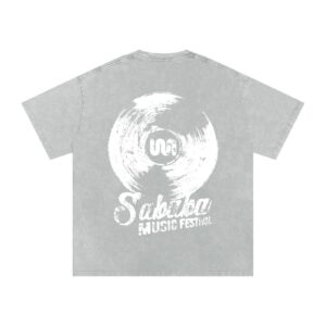 Sababa Record Grey Washed Oversized Cotton T-Shirt