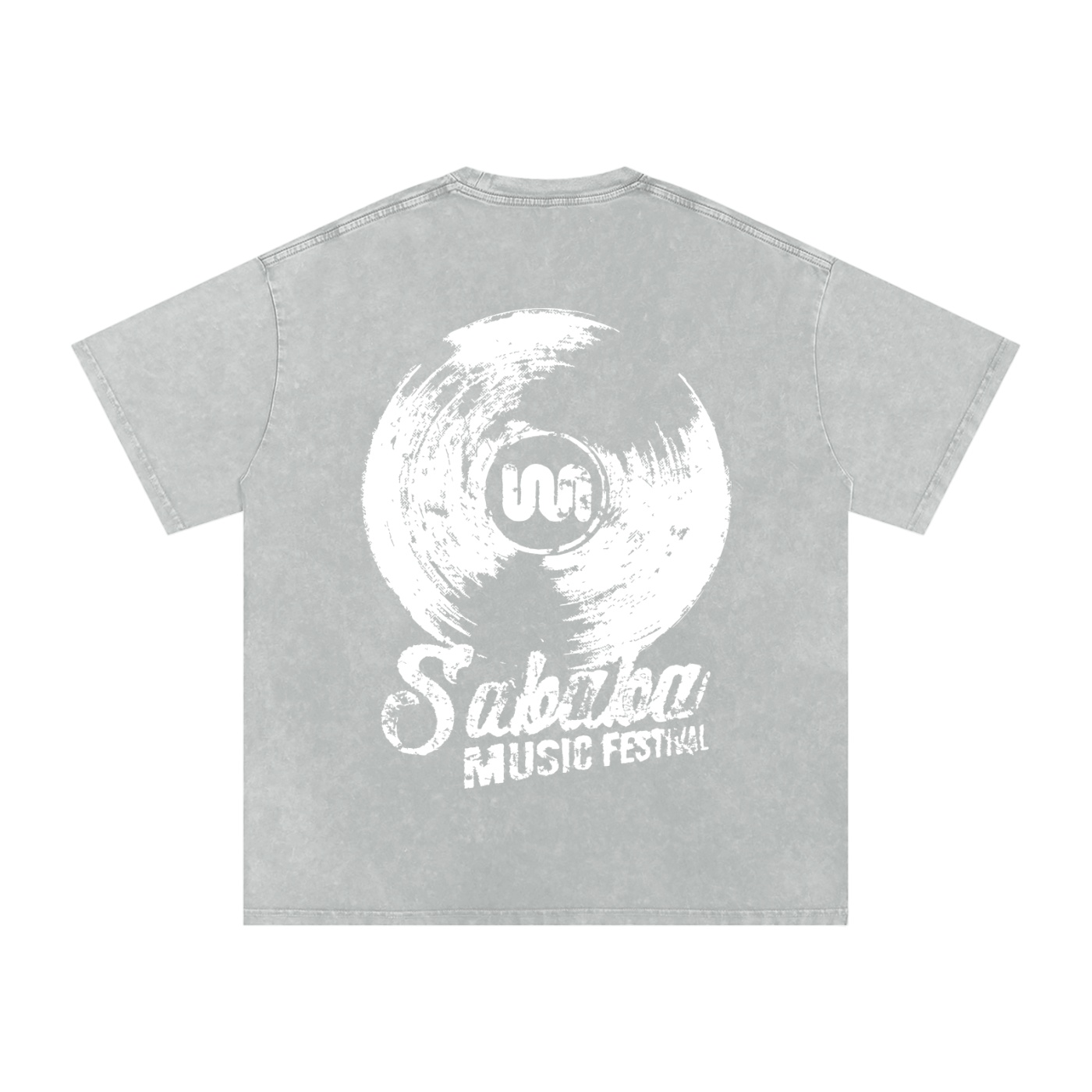 Sababa Record Grey Washed Oversized Cotton T-Shirt